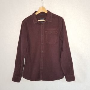 Prana heavyweight flannel button-up burgundy shirt size men's small.